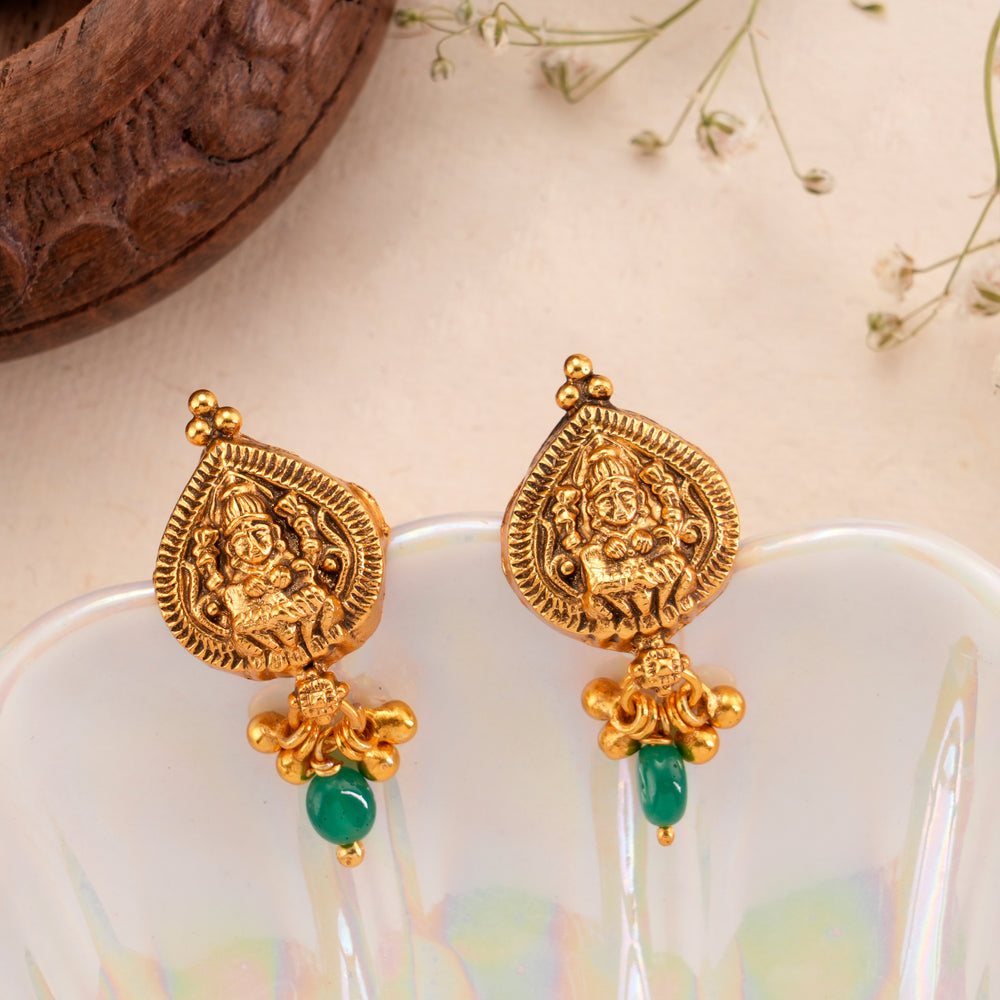 Antique Lakshmi with Emerald Drop Earring