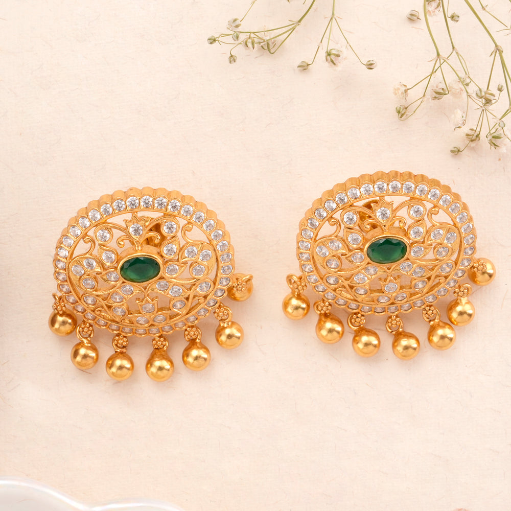 Charming White Stone Golden Drops Earrings