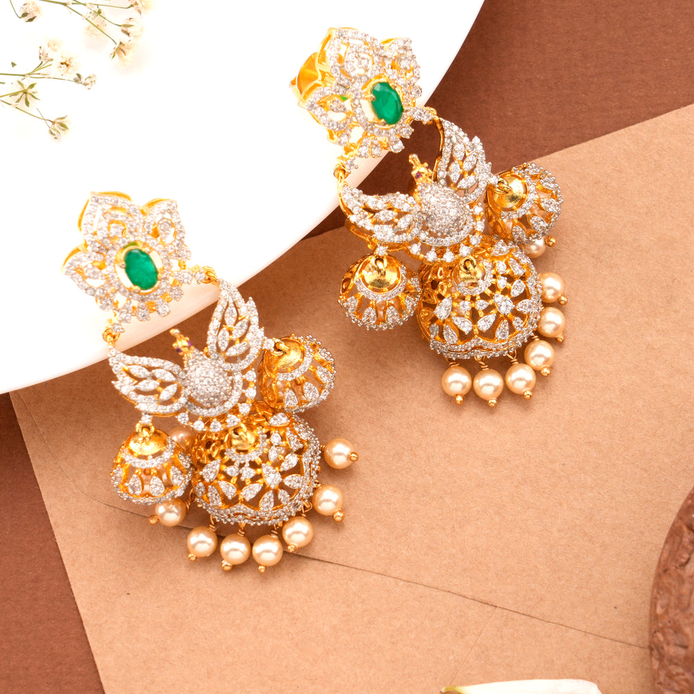 Graceful Floral Emerald Swarovski Earring