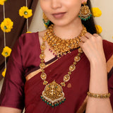 Nagas Lakshmi Peacock & Emerald Beads Haram
