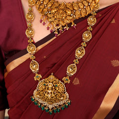 Nagas Lakshmi Peacock & Emerald Beads Haram