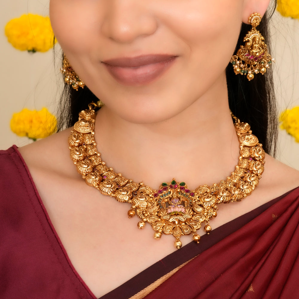 Lakshmi Nagas Work Ball Drop Necklace