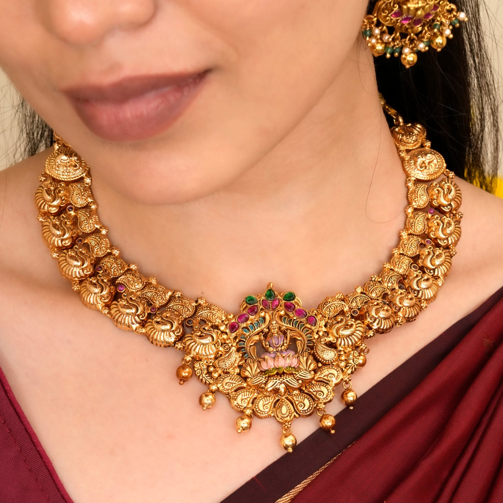 Lakshmi Nagas Work Ball Drop Necklace