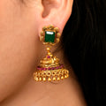 Antique Halo Emerald with Golden Balls Earrings