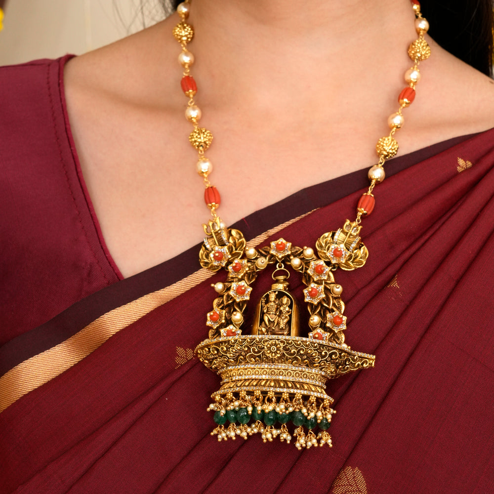 Traditional Beads Shiva Parvati Nagas Pendant Haram
