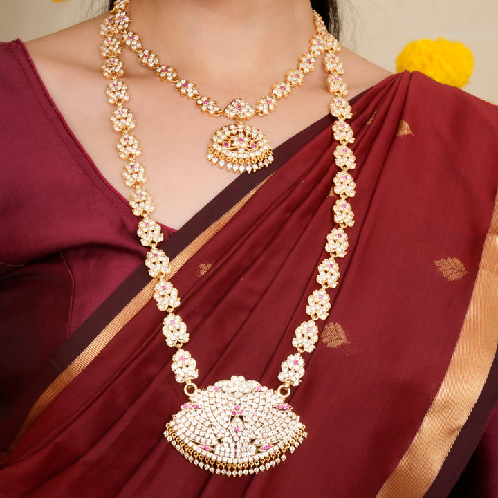 Mango Design White Stone Gold-Plated Necklace