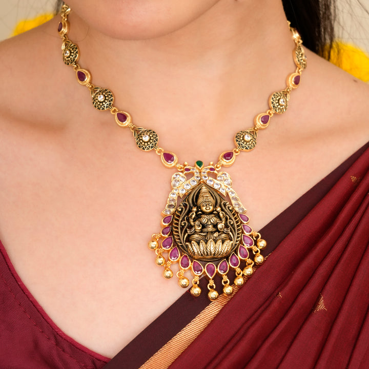 Antique Lakshmi Golden Drop Necklace