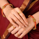Goddess Antique Lakshmi with Coral Design Bangle