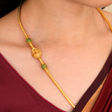 Emerald balls with Peacock Mugappu Chain