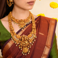 Divine Ram Seetha with Pearl Drops Gold Haram
