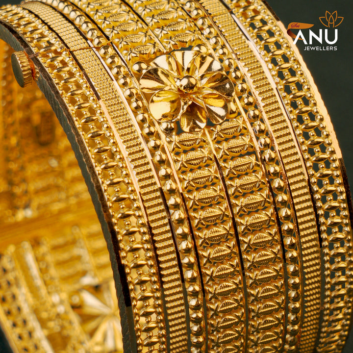Customised Floral Screw Kada Gold Bangle