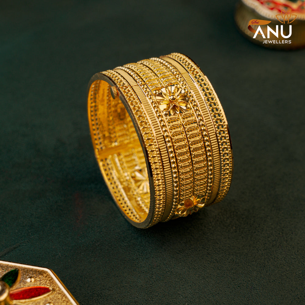 Customised Floral Screw Kada Gold Bangle