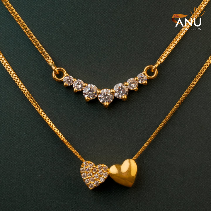 Custom Dual Heart Sparkling Double Layer Necklace