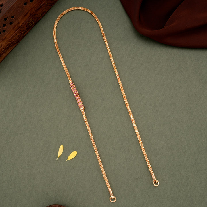 Trendy Spiral Ruby Design Gold Mugappu Chain