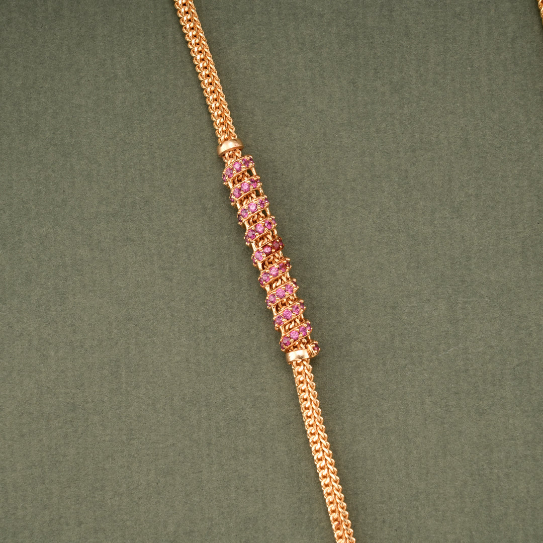 Trendy Spiral Ruby Design Gold Mugappu Chain