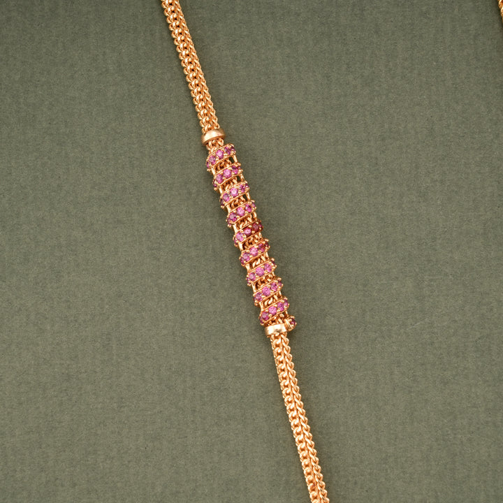 Trendy Spiral Ruby Design Gold Mugappu Chain