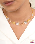 Tri Tone Floral Gold Chain