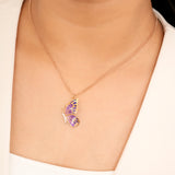 Halved Purple Butterfly Rose Gold Chain