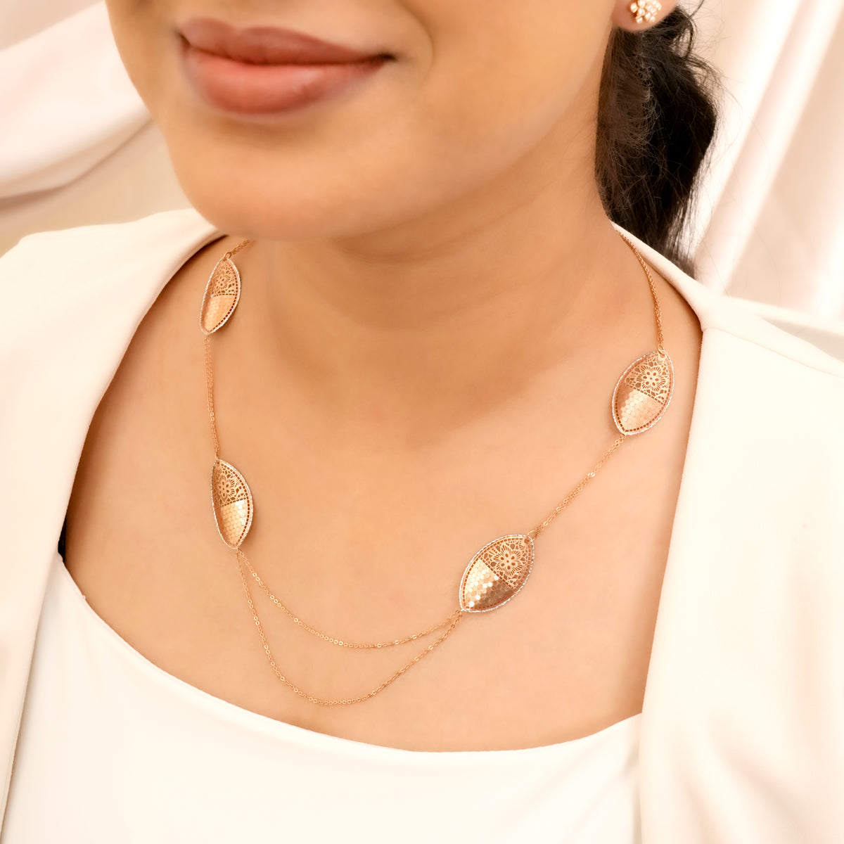 Blush Orchid Charm Rose Gold Chain