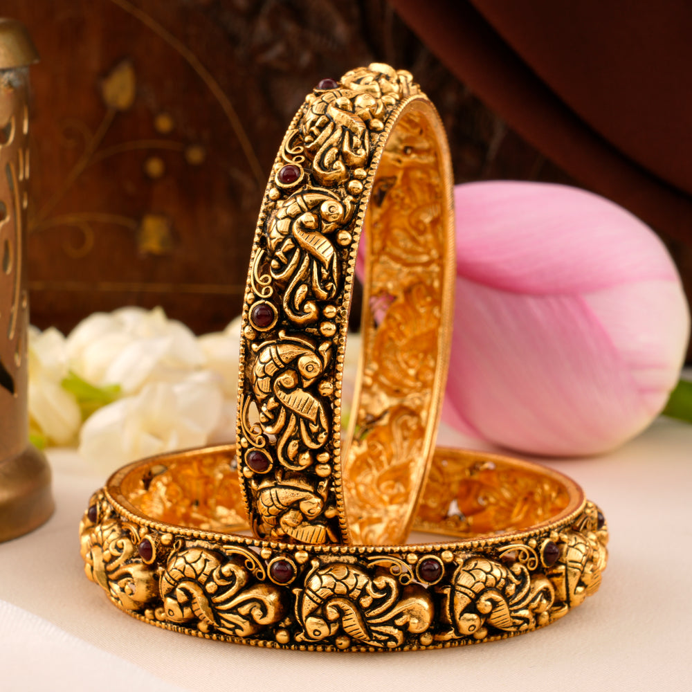 Antique Peacock Gold Plated Bangle