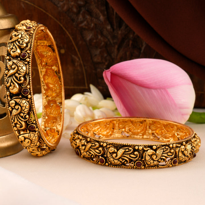 Antique Peacock Gold Plated Bangle