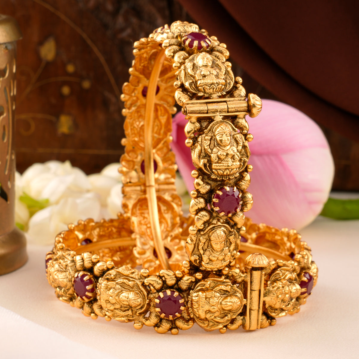 Antique Silver Gold Plated Lakshmi Bangle