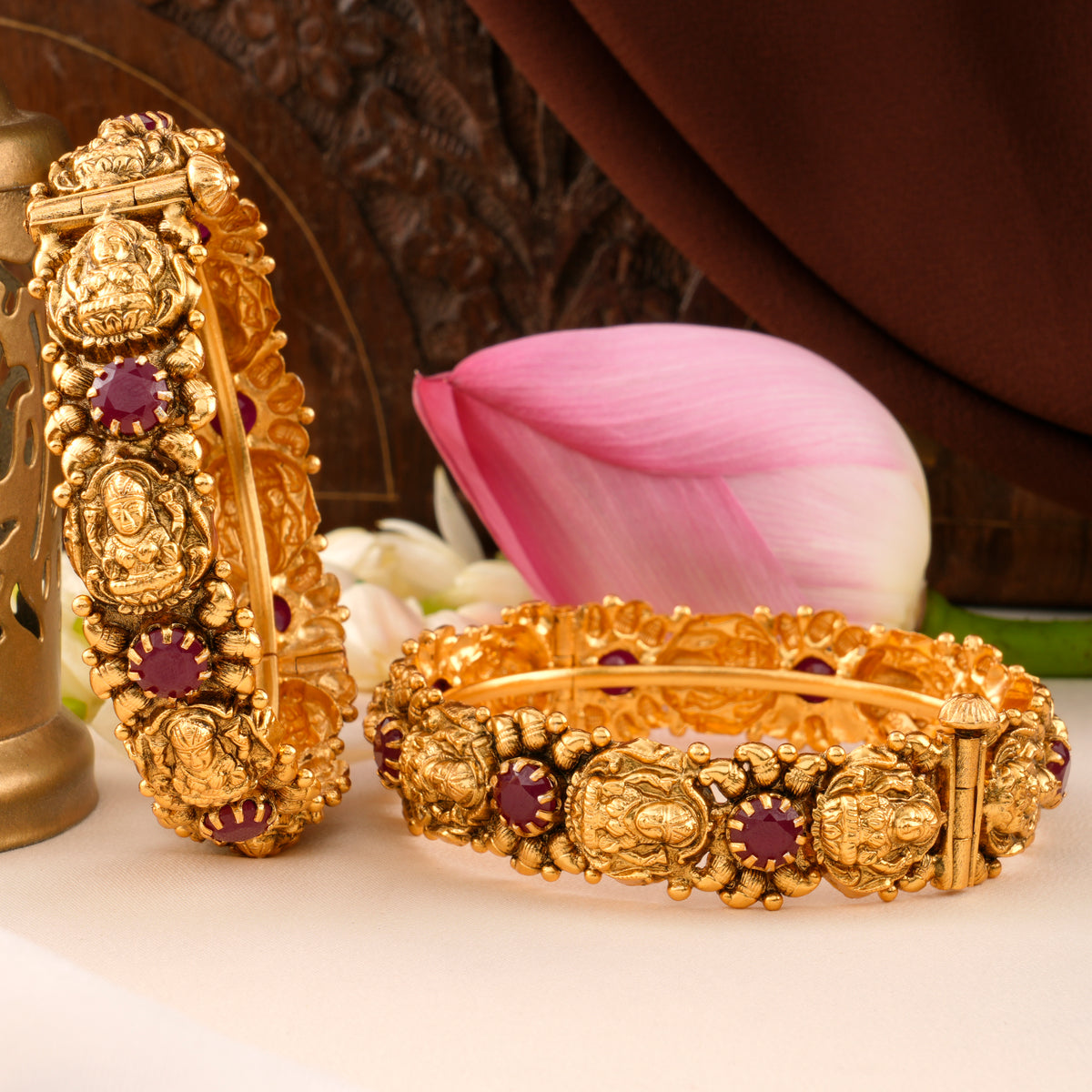 Antique Silver Gold Plated Lakshmi Bangle