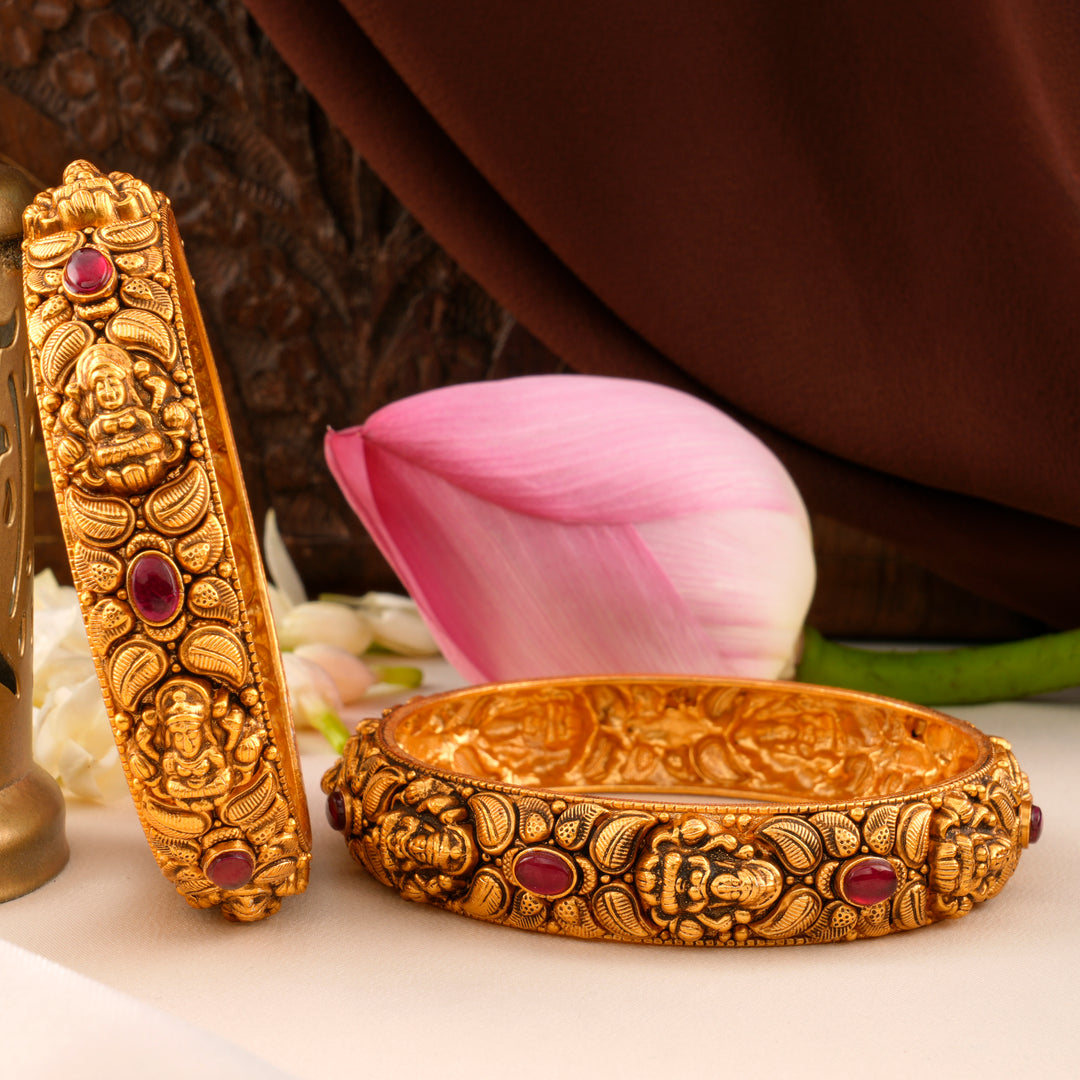 Bridal Antique Silver Lakshmi Bangle