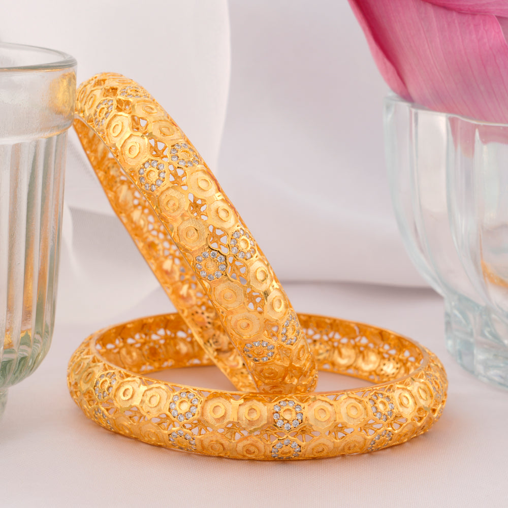 Gold-Plated Crystals Ethnic Bangles