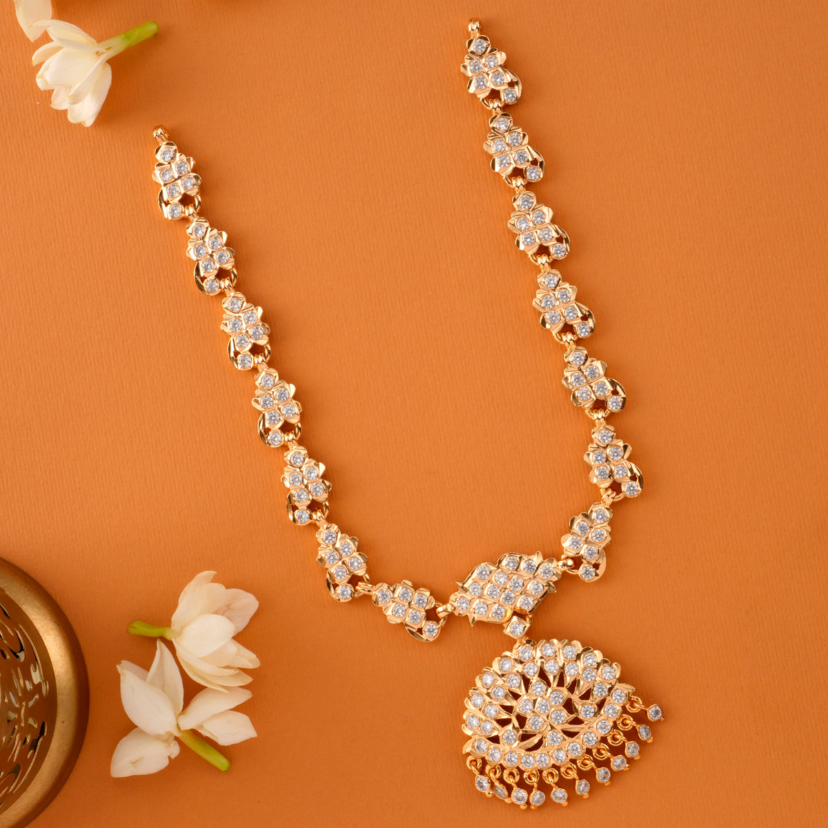 White Stones Gold Plated Necklace