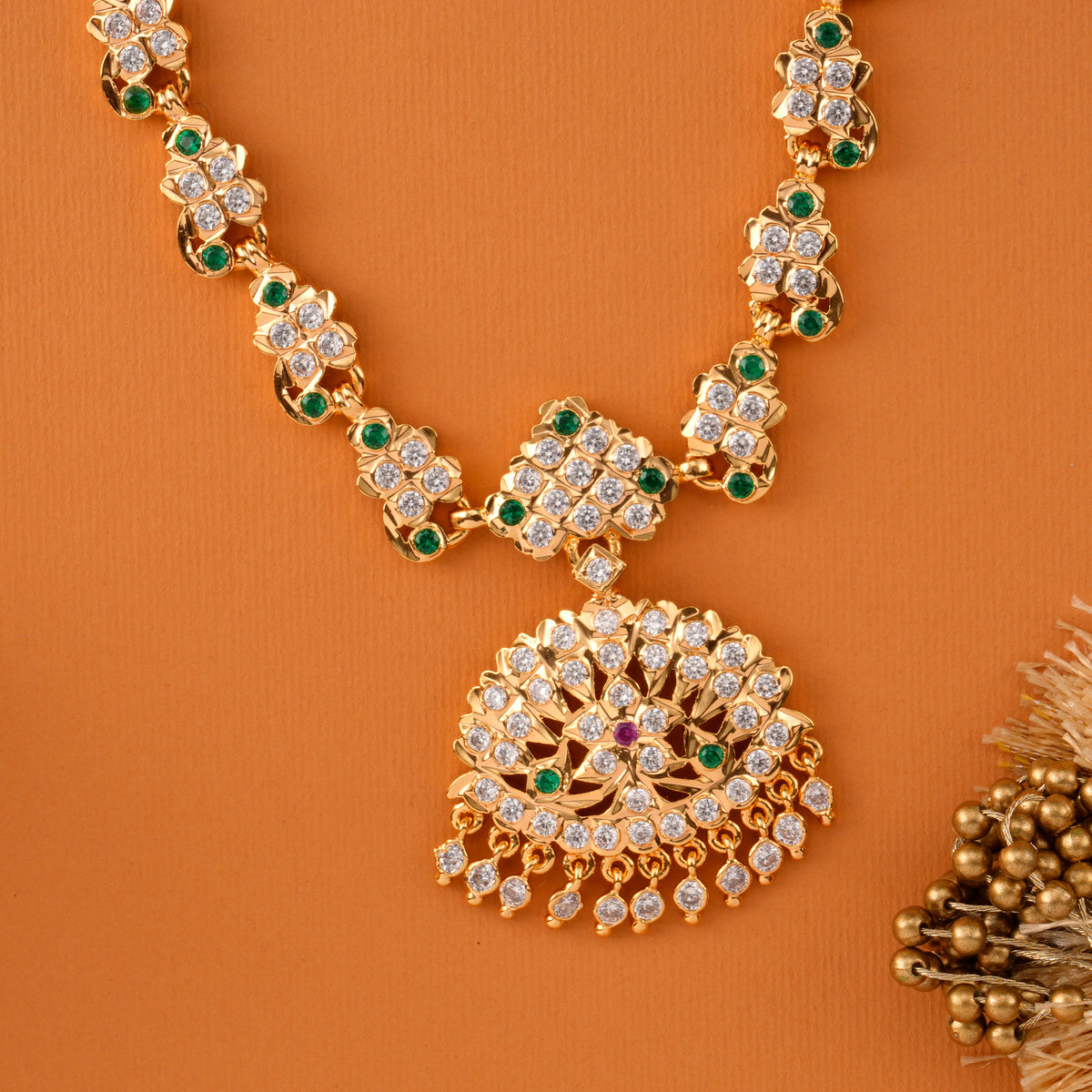 Emerald & Ruby Gold-Plated Necklace