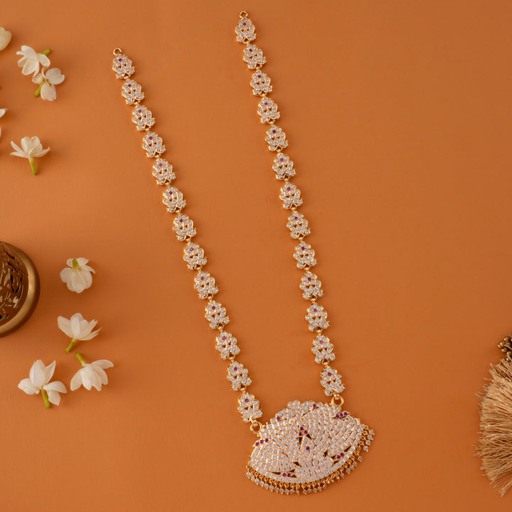 Mango Design White Stone Gold-Plated Necklace