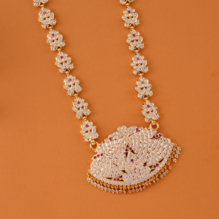 Mango Design White Stone Gold-Plated Necklace