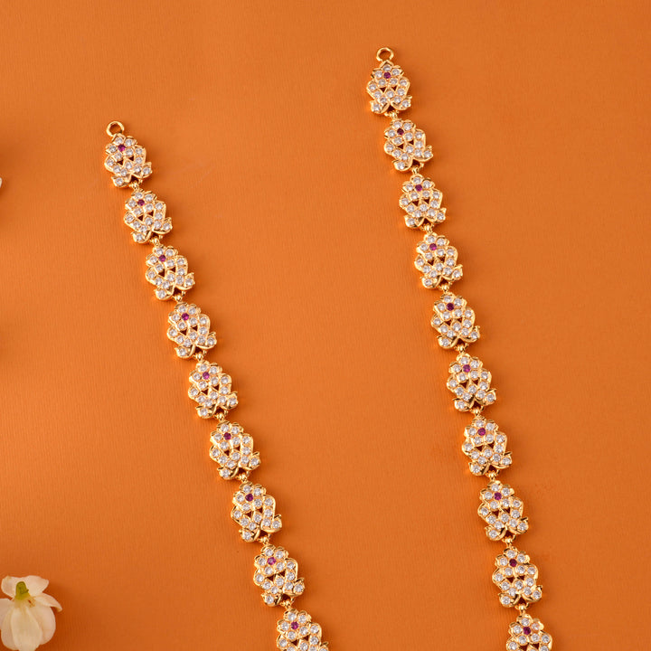 Mango Design White Stone Gold-Plated Necklace