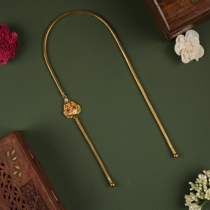 Customized Lakshmi and Peacock Vel Gold Mugappu Chain