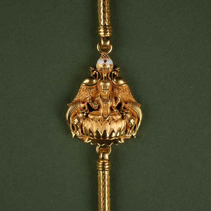 Customized Lakshmi and Peacock Vel Gold Mugappu Chain