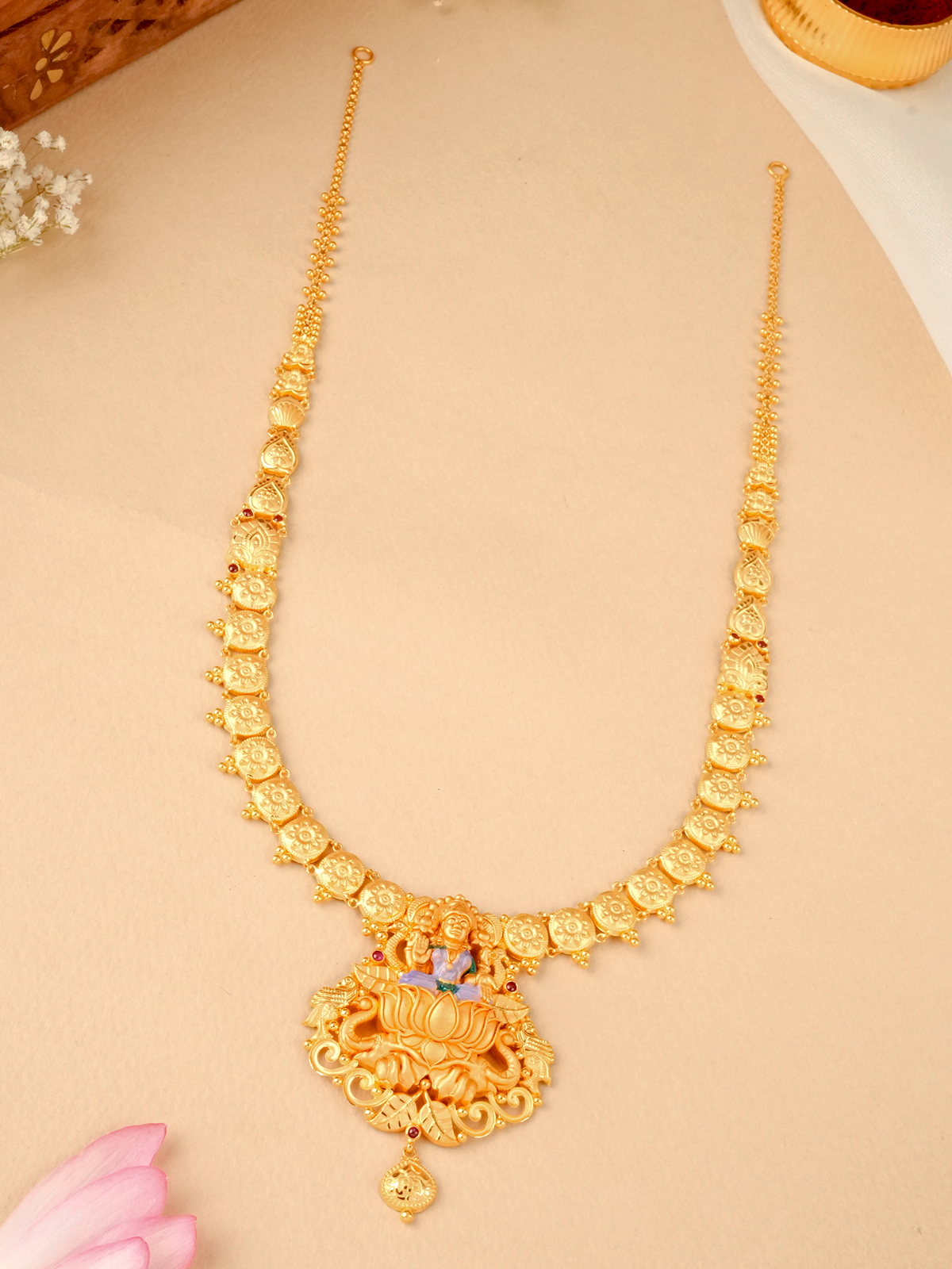 Traditional Lakshmi Devi Yellow Gold Haram