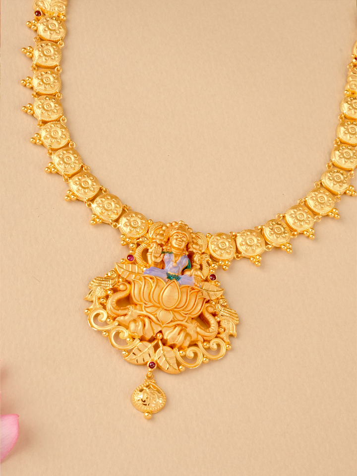 Traditional Lakshmi Devi Yellow Gold Haram