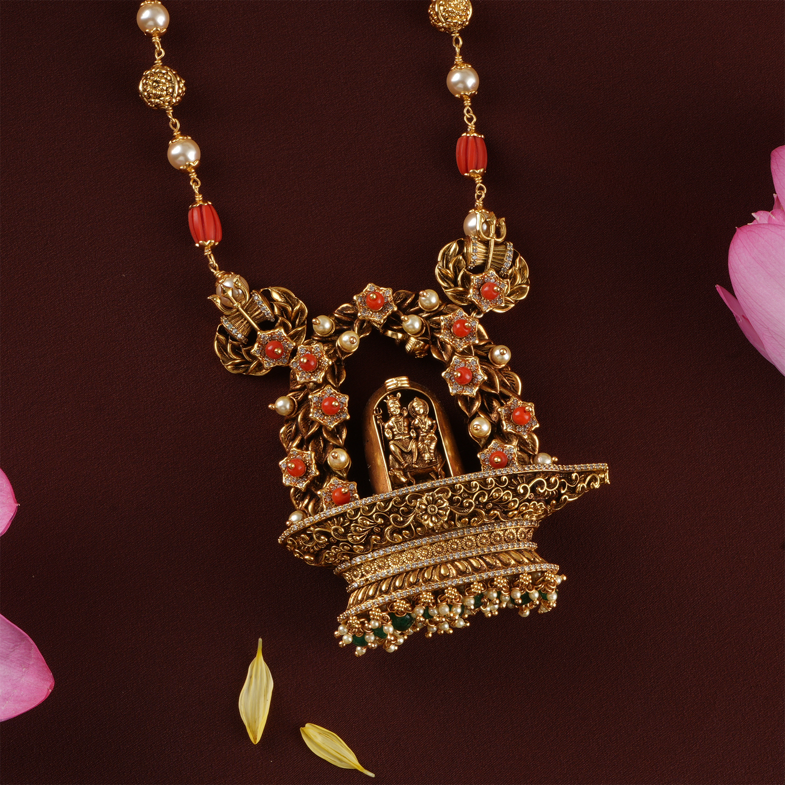 Traditional Beads Shiva Parvati Nagas Pendant Haram