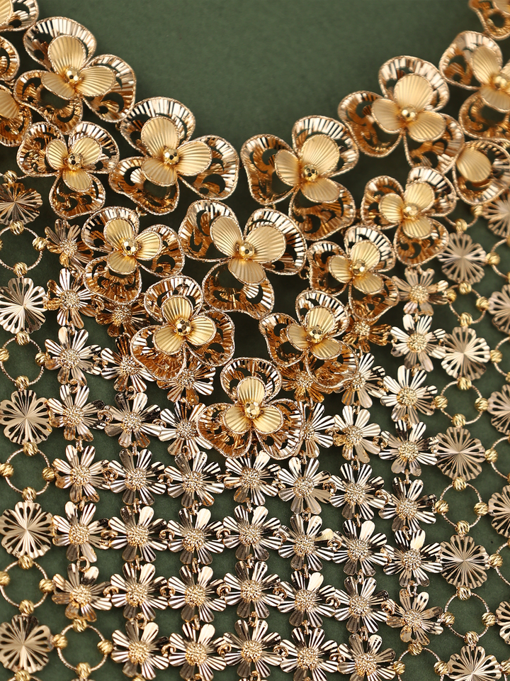 Layer Floral Bridal imported Gold Haram