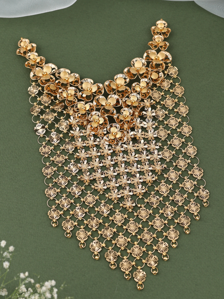 Layer Floral Bridal imported Gold Haram