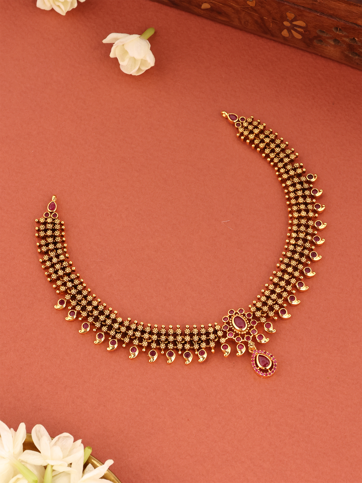 Antique Bloom Garden Ruby Necklace