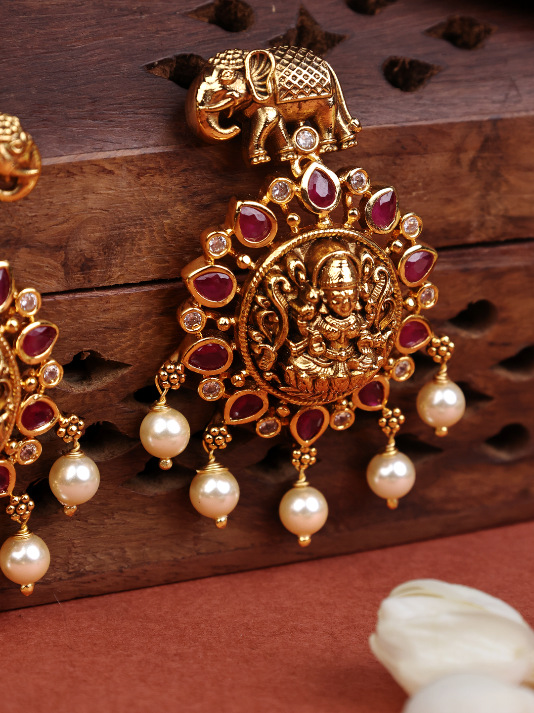 Elephant with Lakshmi Grass Earring
