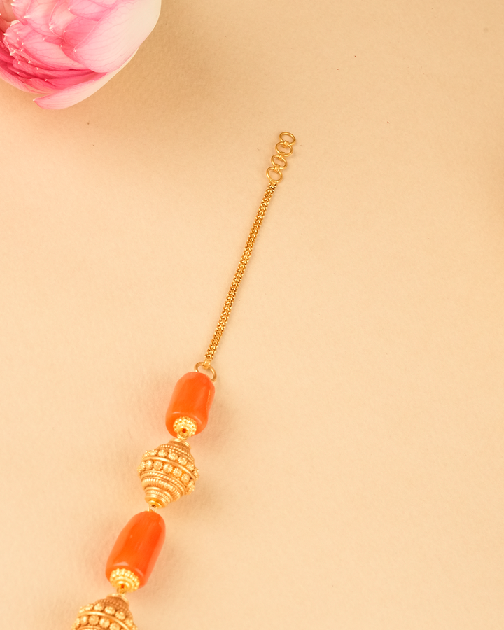 Coral Beaded Antique Gold Haram