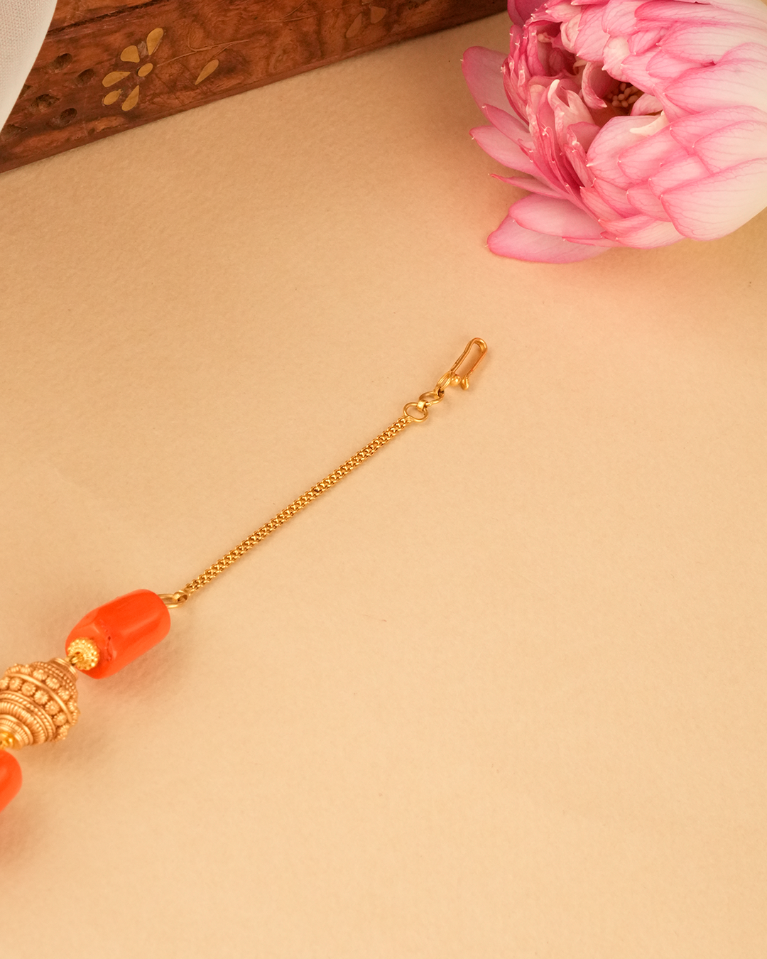 Coral Beaded Antique Gold Haram