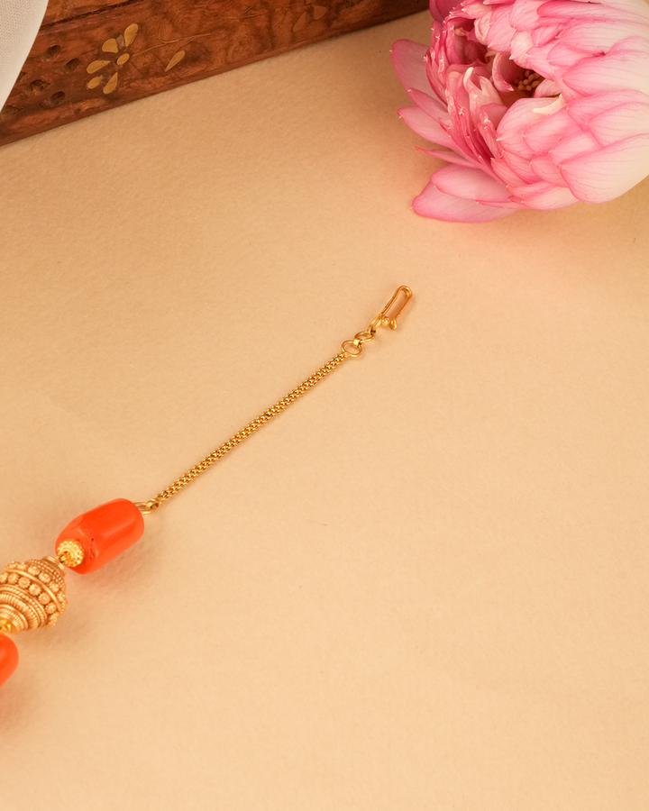 Coral Beaded Antique Gold Haram
