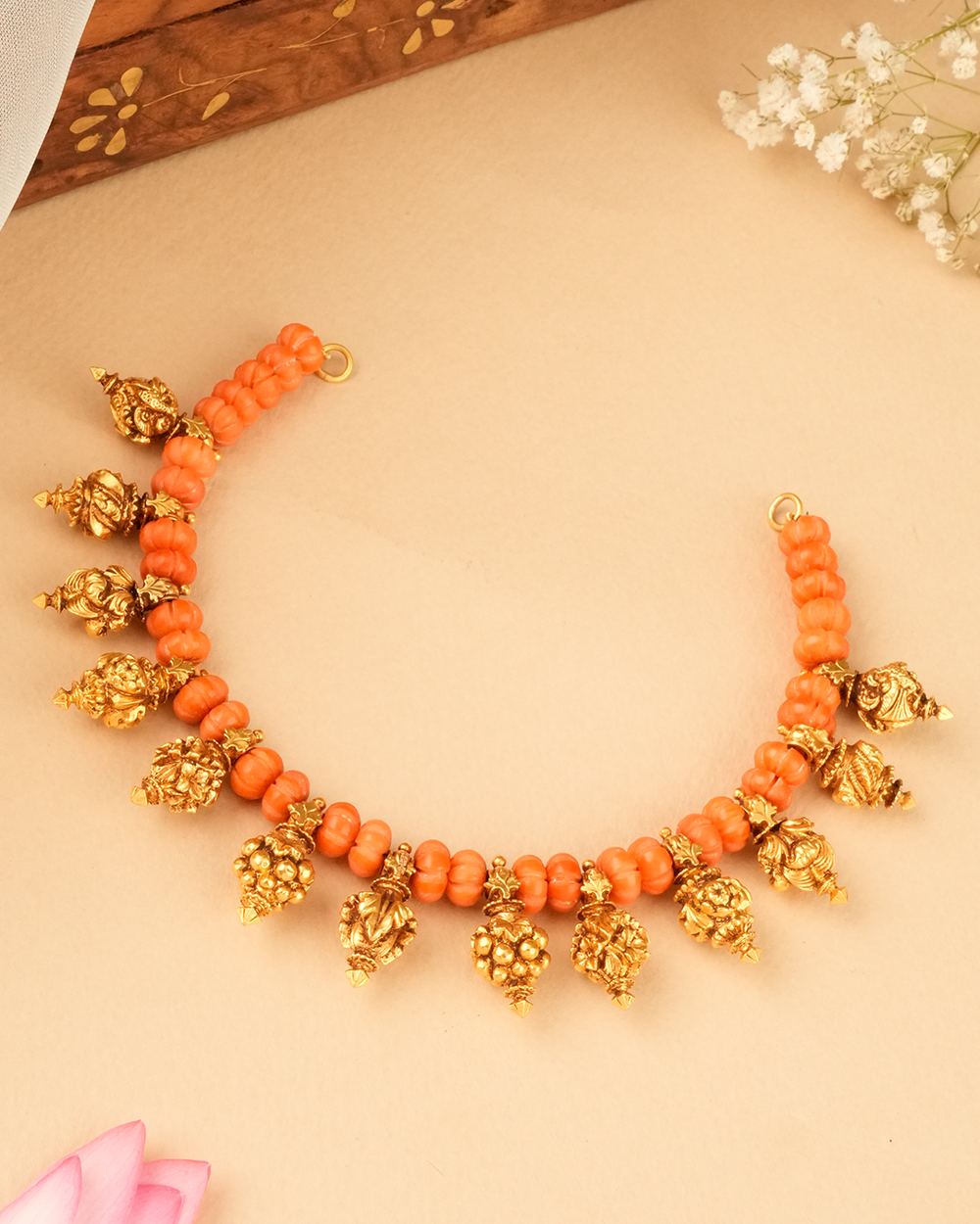 Traditional Kerala Coral Gold Necklace