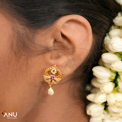 Trendy Single Drop White Stone Gold Earring