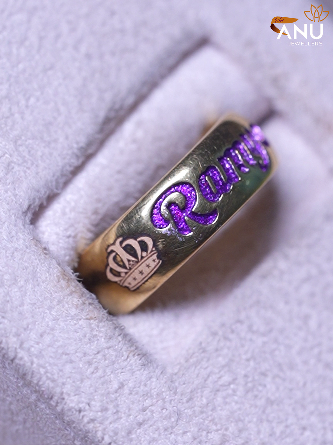 Crowned Love with Name Engraved Ring