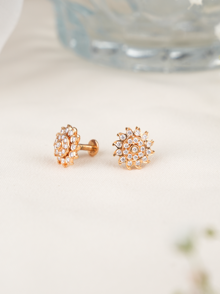 Grace Floral Halo Diamond Stud